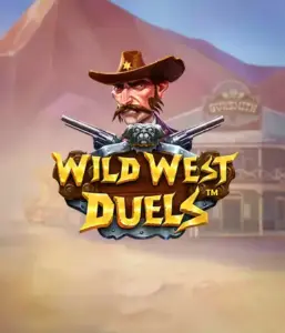  Step into the rugged world of "Wild West Duels" by Pragmatic Play, featuring a hardened gunslinger ready for a showdown. The image shows a resolute cowboy with crossed pistols, set against a dusty Western town. His intense eyes and detailed attire capture the essence of the Old West. The game's title is prominently featured in a rustic font, complementing the adventurous theme. 