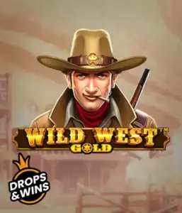  Encounter the rugged sheriff of "Wild West Gold," a captivating slot game by Pragmatic Play. The visual features a determined sheriff with a sheriff’s badge, set against a dusty Old West town backdrop. The game's title is prominently displayed in a stylized font, accentuating the Wild West adventure theme. 